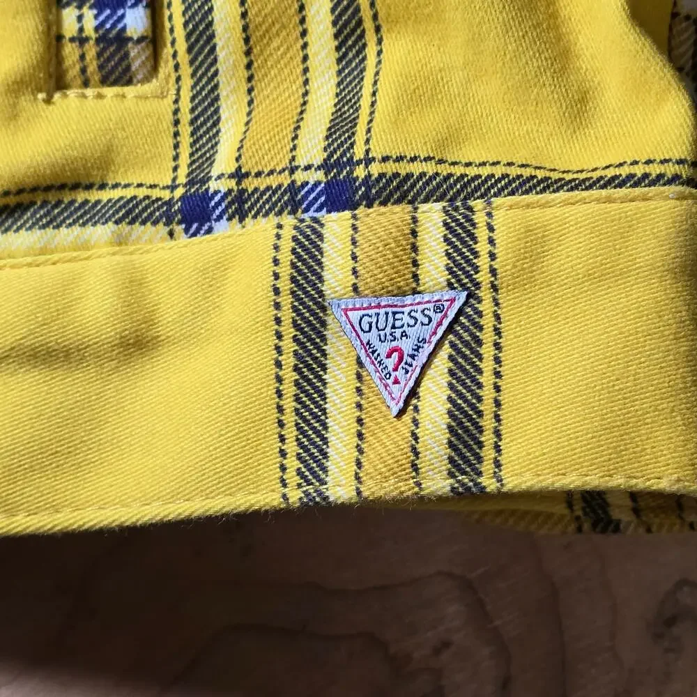 Guess Originals Yellow Plain Flannel Button Up Jacket Clueless Y2K 90s Small LN - Picture 8 of 12